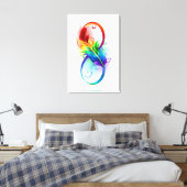 Unendliches Symbol mit Regenbogenfederhalter Leinwanddruck (Insitu (Schlafzimmer))