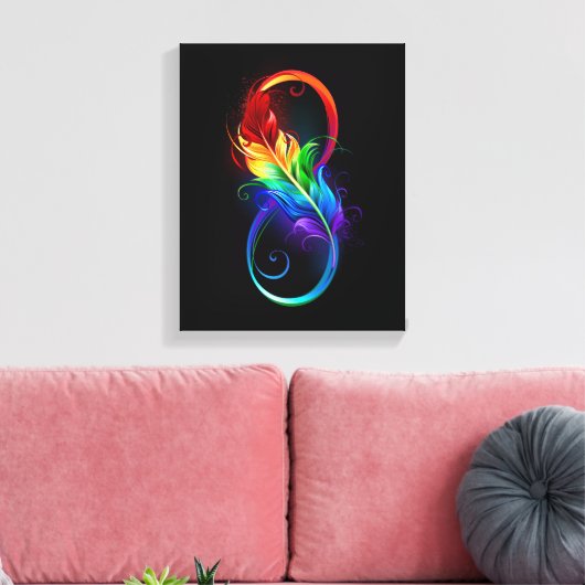 Unendliches Symbol mit Regenbogenfederhalter Leinwanddruck (Insitu (Wohnzimmer))