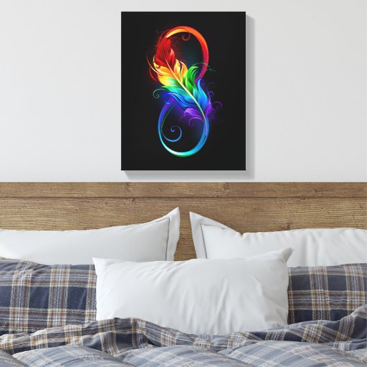 Unendliches Symbol mit Regenbogenfederhalter Leinwanddruck (Insitu (Schlafzimmer))