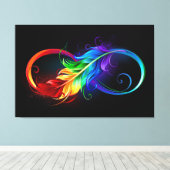 Unendliches Symbol mit Regenbogenfederhalter Leinwanddruck (Insitu (Holzboden))