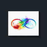 Unendliches Symbol mit Regenbogenfederhalter Leinwanddruck<br><div class="desc">Künstlich gezeichnet Unendlichkeitssymbol mit schöner Regenbogenfeder auf weißem Hintergrund. Tattoo-Stil.</div>