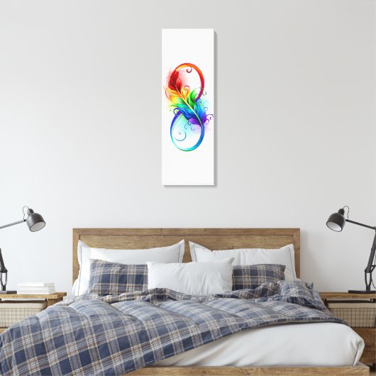 Unendliches Symbol mit Regenbogenfederhalter Leinwanddruck (Insitu (Schlafzimmer))