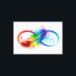 Unendliches Symbol mit Regenbogenfederhalter Leinwanddruck<br><div class="desc">Künstlich gezeichnet Unendlichkeitssymbol mit schöner Regenbogenfeder auf weißem Hintergrund. Tattoo-Stil.</div>