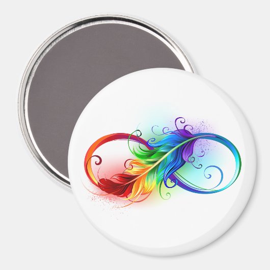 Unendliches Symbol mit Regenbogenfederhalter Magnet (Vorderseite/Rückseite)