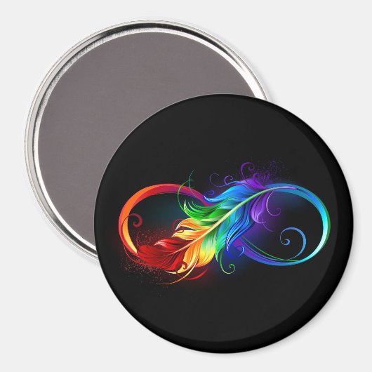 Unendliches Symbol mit Regenbogenfederhalter Magnet (Vorderseite/Rückseite)