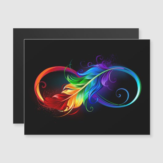 Unendliches Symbol mit Regenbogenfederhalter Magneteinladung (Vorne/Hinten)