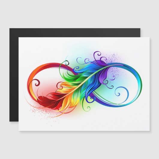 Unendliches Symbol mit Regenbogenfederhalter Magneteinladung (Vorne/Hinten)
