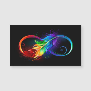 Unendliches Symbol mit Regenbogenfederhalter Magnetkarte