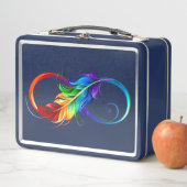 Unendliches Symbol mit Regenbogenfederhalter Metall Brotdose (Beispiel)