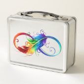 Unendliches Symbol mit Regenbogenfederhalter Metall Brotdose (Rückseite)