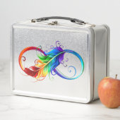 Unendliches Symbol mit Regenbogenfederhalter Metall Brotdose (Beispiel)