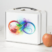 Unendliches Symbol mit Regenbogenfederhalter Metall Brotdose (Beispiel)