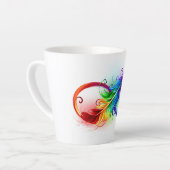 Unendliches Symbol mit Regenbogenfederhalter Milchtasse (Linke Ecke)