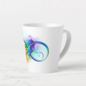 Unendliches Symbol mit Regenbogenfederhalter Milchtasse (Rechte Ecke)