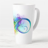 Unendliches Symbol mit Regenbogenfederhalter Milchtasse (Rechte Ecke)