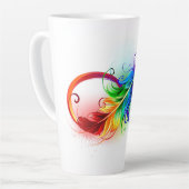 Unendliches Symbol mit Regenbogenfederhalter Milchtasse (Linke Ecke)