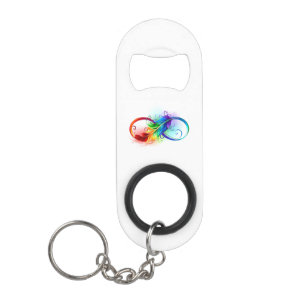 Unendliches Symbol mit Regenbogenfederhalter Mini Flaschenöffner
