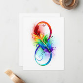 Unendliches Symbol mit Regenbogenfederhalter Mitteilungskarte (Vorderseite/Rückseite Beispiel)