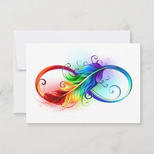 Unendliches Symbol mit Regenbogenfederhalter Mitteilungskarte (Vorderseite)