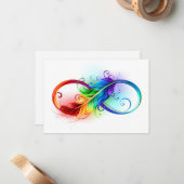 Unendliches Symbol mit Regenbogenfederhalter Mitteilungskarte (Vorderseite/Rückseite Beispiel)