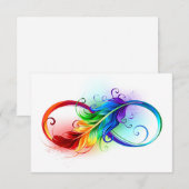 Unendliches Symbol mit Regenbogenfederhalter Mitteilungskarte (Vorne/Hinten)