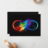 Unendliches Symbol mit Regenbogenfederhalter Mitteilungskarte (Vorderseite/Rückseite Beispiel)