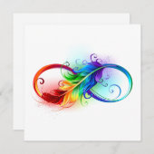 Unendliches Symbol mit Regenbogenfederhalter Mitteilungskarte (Vorne/Hinten)