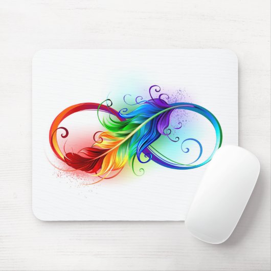 Unendliches Symbol mit Regenbogenfederhalter Mousepad (Mit Mouse)