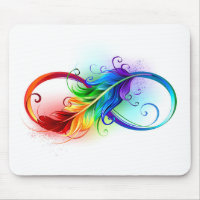 Unendliches Symbol mit Regenbogenfederhalter