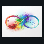Unendliches Symbol mit Regenbogenfederhalter Notizblock<br><div class="desc">Künstlich gezeichnet Unendlichkeitssymbol mit schöner Regenbogenfeder auf weißem Hintergrund. Tattoo-Stil.</div>
