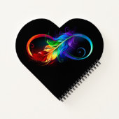 Unendliches Symbol mit Regenbogenfederhalter Notizblock (Rückseite)