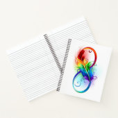 Unendliches Symbol mit Regenbogenfederhalter Notizblock (Innenseite)