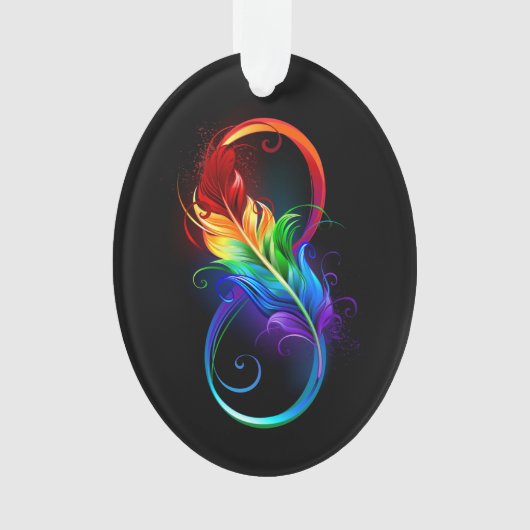 Unendliches Symbol mit Regenbogenfederhalter Ornament (Vorderseite)