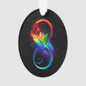 Unendliches Symbol mit Regenbogenfederhalter Ornament (Rückseite)
