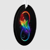 Unendliches Symbol mit Regenbogenfederhalter Ornament (Vorderseite)