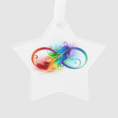 Unendliches Symbol mit Regenbogenfederhalter Ornament (Rückseite)