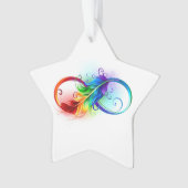 Unendliches Symbol mit Regenbogenfederhalter Ornament (Vorderseite)