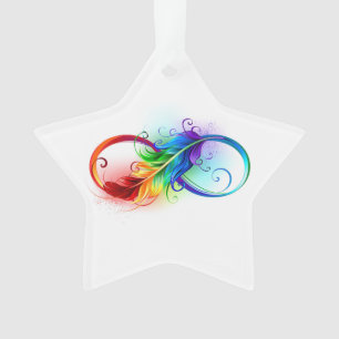 Unendliches Symbol mit Regenbogenfederhalter Ornament