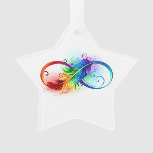 Unendliches Symbol mit Regenbogenfederhalter Ornament (Vorderseite)