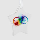 Unendliches Symbol mit Regenbogenfederhalter Ornament (Vorderseite)