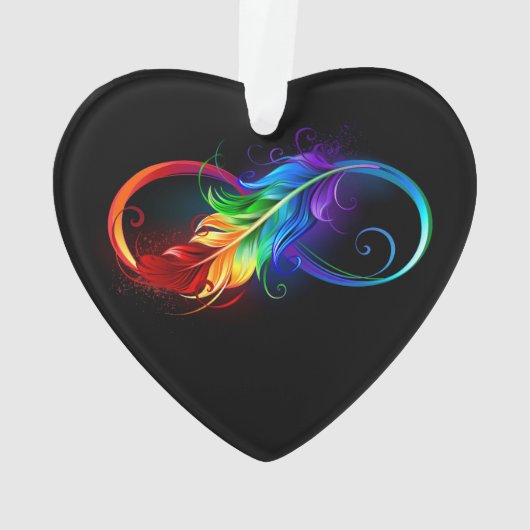 Unendliches Symbol mit Regenbogenfederhalter Ornament (Rückseite)