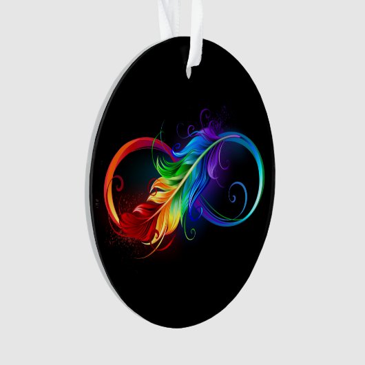 Unendliches Symbol mit Regenbogenfederhalter Ornament (Vorderseite)
