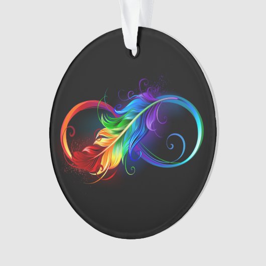 Unendliches Symbol mit Regenbogenfederhalter Ornament (Vorderseite)