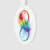 Unendliches Symbol mit Regenbogenfederhalter Ornament (Vorderseite)