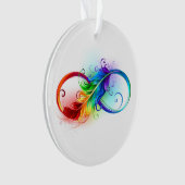 Unendliches Symbol mit Regenbogenfederhalter Ornament (Vorderseite)