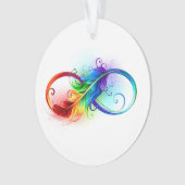 Unendliches Symbol mit Regenbogenfederhalter Ornament (Vorderseite)