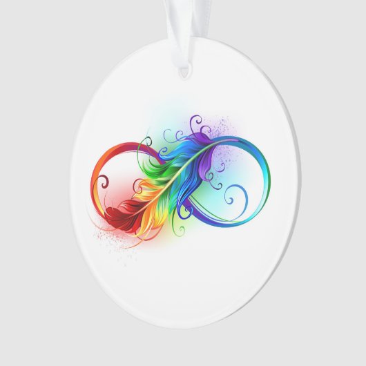 Unendliches Symbol mit Regenbogenfederhalter Ornament (Vorderseite)