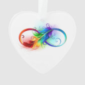Unendliches Symbol mit Regenbogenfederhalter Ornament (Rückseite)