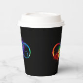 Unendliches Symbol mit Regenbogenfederhalter Pappbecher (Links)