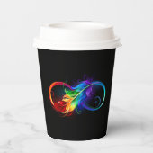 Unendliches Symbol mit Regenbogenfederhalter Pappbecher (Rückseite)